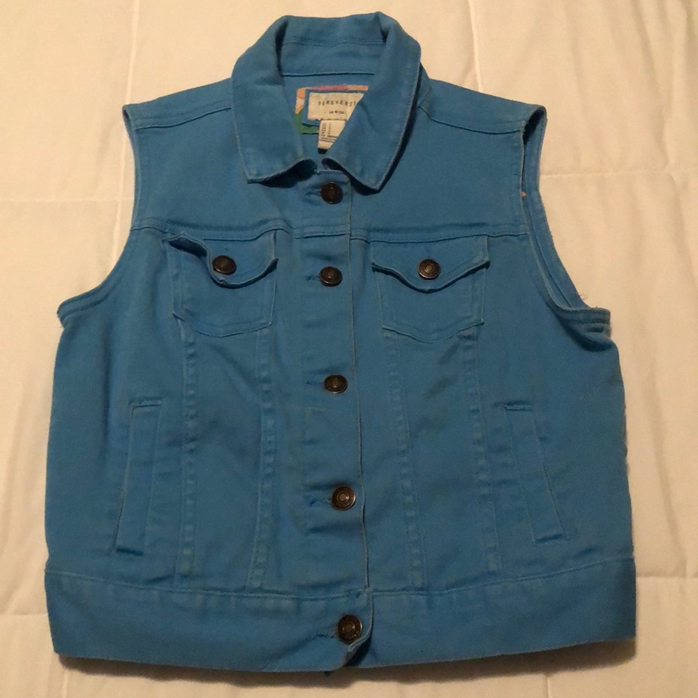 Blue Sleeveless Jean Jacket